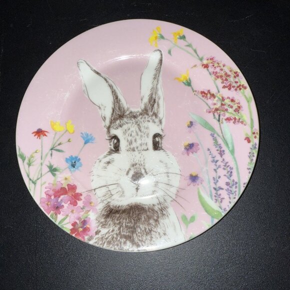 Stechcol Grace China Bunny Side Plates Pink 7.5” Dish - Picture 2 of 7